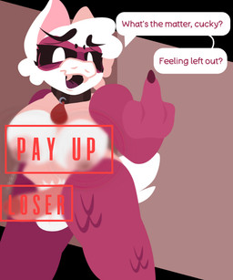 anthro caption collar cuck_caption cuckold cuckold_pov degradation dialogue financial_domination fur gesture gynomorph hand_gesture humiliation intersex looking_at_viewer middle_finger pink_body pink_fur solo tail text white_body white_fur kikiketsu mob_entertainment nightmare_critters poppy_playtime smiling_critters rabie_baby_(poppy_playtime) bat leaf-nosed_bat mammal microbat vampire_bat yangochiropteran english_text