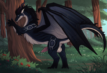 anus balls belly black_body bodily_fluids butt claws erection feral genital_fluids genitals horn male membrane_(anatomy) membranous_wings penis precum solo spiked_penis spikes spikes_(anatomy) tail white_belly wings conditional_dnp zenrii european_mythology mythology dragon mythological_creature mythological_scalie scalie western_dragon absurd_res hi_res