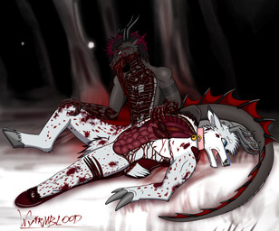 anthro blood blood_on_face blood_puddle blood_splatter bodily_fluids devouring duo dying dying_eyes gore guts hard_vore internal_organs lung macabre male male/male organs tears violence vore wyirmblood mythology sikav_farkas deer dragon mammal mythological_creature mythological_scalie scalie hi_res