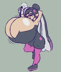 air_inflation big_breasts black_clothing black_eyebrows black_footwear black_hair black_mouth black_shoes black_topwear blush bottomwear breast_expansion breasts clothing ear_piercing expansion eyebrows eyes_closed female footwear gloves grey_background hair hand_behind_head handwear holding_hose hose hose_inflation huge_breasts humanoid_pointy_ears hyper hyper_breasts inflation markings mole_(marking) not_furry open_mouth open_smile pants piercing pink_bottomwear pink_clothing pink_pants pointy_ears pseudo_hair shoes simple_background smile solo tan_body tan_ears tan_skin teeth tentacle_hair tentacles three-quarter_view topwear white_clothing white_gloves white_handwear bo-the-sno nintendo splatoon callie_(splatoon) animal_humanoid aquatic aquatic_humanoid cephalopod cephalopod_humanoid humanoid inkling mollusk mollusk_humanoid 2018 colored digital_drawing_(artwork) digital_media_(artwork) flat_colors low_res