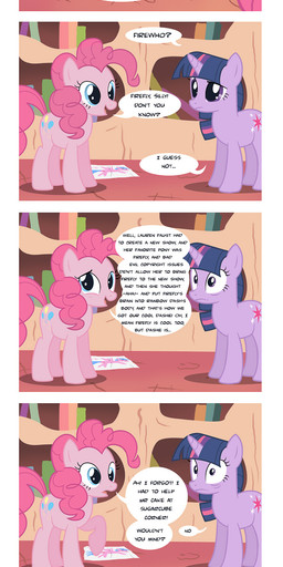 breaking_the_fourth_wall commentary cutie_mark drawing_(object) drawing_in_a_drawing duo feathered_wings feathers female feral fur hair horn library multicolored_hair pink_body pink_feathers pink_fur purple_hair quadruped reveal smile tail text two_tone_hair wings spyrothefox friendship_is_magic hasbro my_little_pony mythology firefly_(pre-g4) pinkie_pie_(mlp) twilight_sparkle_(mlp) earth_pony equid equine horse mammal mythological_creature mythological_equine pegasus pony unicorn absurd_res comic digital_media_(artwork) english_text hi_res long_image tall_image url