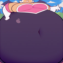 anthro belly big_belly big_breasts blue_sky breasts clothing female gloves handwear huge_belly hyper hyper_belly outside overweight sky solo ridiculouscake sega sonic_the_hedgehog_(series) rouge_the_bat bat mammal 1:1 2026 hi_res