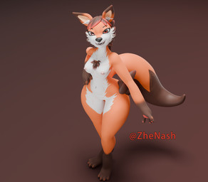 anthro female smile zhenash canid canine fox mammal 3d_(artwork) absurd_res blender_(artwork) digital_media_(artwork) hi_res