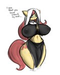 anthro anthrofied big_breasts breasts bulge clothed clothing detailed_bulge dialogue genital_outline gynomorph hair huge_breasts intersex nun penis_outline pink_hair solo yellow_body nsfwronin friendship_is_magic hasbro my_little_pony fluttershy_(mlp) equid equine mammal absurd_res hi_res