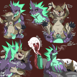 4_toes 5_fingers after_sex anthro anthro_on_anthro anthro_penetrated anthro_penetrating anthro_penetrating_anthro balls bed bed_covers bedding black_nose black_pawpads blush bodily_fluids breasts brown_body brown_fur cigarette claws cum cum_in_uterus cum_in_vagina cum_inside cum_on_penis cumshot duo ejaculation eyes_closed facial_piercing feet female female_penetrated finger_claws fingers fur furniture genital_fluids genitals hindpaw holding_cigarette holding_object humanoid_hands internal lip_piercing lip_ring lying male male/female male_penetrating male_penetrating_female medium_breasts multiple_positions navel nipples nude on_back on_side open_mouth open_smile pawpads paws penetration penile penile_penetration penis penis_in_vagina piercing purple_body purple_skin ring_piercing sex sharp_teeth simple_background sleeping sleeping_nude smile sound_effects sweat teeth text toe_claws toes tongue under_covers uterus vaginal vaginal_canal vaginal_fluids vaginal_penetration vowelless vowelless_sound_effect vulva zzz conditional_dnp ebonychimera nintendo pokemon chaz_(ebonychimera) zeeah_(characters) canid canine canis coyote generation_8_pokemon low_key_toxtricity mammal pokemon_(species) toxtricity 1:1 2021 digital_media_(artwork) english_text hi_res