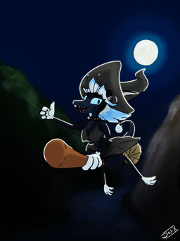 anthro black_body blue_hair blue_sclera bottomwear breasts broom broom_riding cleaning_tool cleavage clothed clothed_anthro clothed_female clothing collar feet female flying gesture gloves_(marking) hair hand_gesture hat headgear headwear leg_markings light looking_at_viewer markings midriff moonlight multicolored_hair night open_mouth open_smile skirt smile socks_(marking) solo spiked_collar spikes thumbs_up topwear two_tone_hair white_feet white_hands witch_costume witch_hat cansinodx out-of-placers pizarra_(cansinodx) mammal yinglet hi_res