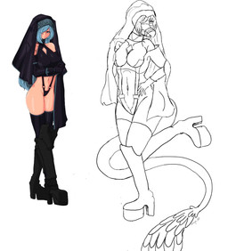 anime_style anthro beyond_citadel blue_hair boots clothing combat_boots female footwear hair high_heeled_boots high_heels legwear nun_outfit shoes solo stockings tail the_citadel uniform george_kp cavemanon_studios i_wani_hug_that_gator lunara_(iwhtg) bambiraptor dinosaur dromaeosaurid human mammal prehistoric_species reptile saurischian scalie theropod hi_res tagme
