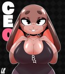 anthro big_breasts black_eyes breasts brown_body brown_fur clothed clothing curvy_figure female fur looking_at_viewer shirt simple_background solo tank_top teeth text thick_thighs topwear wide_hips lobokosmico beat_banger elaine_claire lagomorph leporid mammal rabbit 2021 absurd_res digital_drawing_(artwork) digital_media_(artwork) hi_res signature