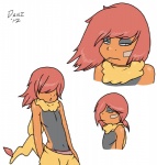 anthro bandage bottomwear clothing hair hoodie male oversized_bottomwear oversized_clothing oversized_pants pants pokemorph ponytail red_hair solo tail toothpick topwear underwear daniruu nintendo pokemon generation_5_pokemon pokemon_(species) scalie scrafty hi_res