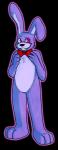 3_toes 4_fingers alternate_species anthro anthrofied barefoot biped black_nose bow_(feature) bow_tie featureless_crotch feet fingers fist front_view fur furrification long_ears looking_at_viewer male outline purple_body purple_eyes purple_fur simple_background smile solo toes transparent_background thepipefox five_nights_at_freddy's scottgames bonnie_(fnaf) lagomorph leporid mammal rabbit alpha_channel