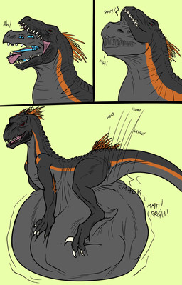abdominal_bulge anthro anthro_prey belly belly_humping bulge claws closing_mouth detailed_bulge dry_humping duo face_imprint feral feral_pred grinding head_back humping imprint lying male male_pred mouth_shot muffled neck_bulge on_front open_mouth oral_vore paws predator/prey prey_imprint prey_outline same_size_vore smack_(sound_effect) soft_vore squirming stretchy_belly struggling struggling_prey surprised thrust_lines thrusting tight_belly tongue vore conditional_dnp goldrath samagthrav2 jurassic_park jurassic_world mythology universal_studios derlik alien dinosaur dragon dromaeosaurid indoraptor mythological_creature mythological_scalie prehistoric_species reptile saurischian scalie theropod velociraptor absurd_res comic hi_res