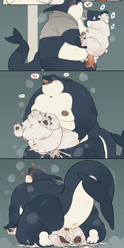 anal anal_penetration anthro anthro_on_anthro anthro_penetrated anthro_penetrating anthro_penetrating_anthro anus areola balls belly big_areola big_belly big_butt black_body blush bodily_fluids butt clothing cum dripping duo erection forced fur genital_fluids genitals heart_symbol huge_butt huge_thighs kemono male male/male male_penetrated male_penetrating male_penetrating_male moobs musk nipples obese obese_anthro obese_male open_mouth overweight overweight_anthro overweight_male penetration penis penis_size_difference rape sex size_difference sniffing surprised sweat sweatdrop sweaty_body sweaty_butt sweaty_legs sweaty_thighs thick_thighs tongue undressing white_body white_fur quanjiang aquatic bear cetacean dolphin mammal oceanic_dolphin orca polar_bear toothed_whale ursine 2025 absurd_res colored comic digital_drawing_(artwork) digital_media_(artwork) hi_res shaded