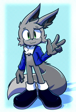 bangs bigtail blue_clothing blue_footwear blue_shoes chest_fur clothed clothing dotted_background fluffy fluffy_tail footwear fur green_eyes inner_ear_fluff jacket male multicolored_body multicolored_fur open_clothing open_jacket open_topwear pattern_background shoes simple_background smile smiling_at_viewer solo standing tail topwear tuft xxkenthewolfxx sega sonic_the_hedgehog_(series) fan_character lagomorph leporid mammal rabbit absurd_res hi_res