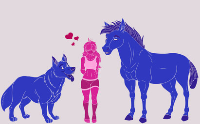 ambiguous_feral ambiguous_gender biped breasts digitigrade faceless_character faceless_female feet female female_human feral group hindpaw hooves humanoid_feet paws plantigrade quadruped trio unguligrade warning_sign cajuzinho02 ship_dynamics_(meme) anon fan_character canid canine canis equid equine horse human mammal wolf absurd_res hi_res male_(lore)