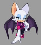 anthro armwear breasts clothing elbow_gloves eyeshadow female fur gloves handwear looking_at_viewer makeup narrowed_eyes simple_background smile solo white_body white_fur wings kiikoi11 sega sonic_the_hedgehog_(series) rouge_the_bat bat mammal hi_res