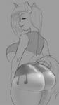 anthro breasts butt clothed clothing cutie_mark female hair half-closed_eyes horn looking_at_viewer narrowed_eyes solo underbutt maarthul friendship_is_magic hasbro my_little_pony mythology vinyl_scratch_(mlp) equid equine mammal mythological_creature mythological_equine unicorn digital_media_(artwork) monochrome