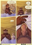 anthro apollo_(dirtypaws) balls bandage bear bed bed_sheet bedding big_balls big_penis bird_dog black_lips blonde_hair blue_eyes blush bodily_fluids brown_body brown_fur canid canine canis close-up color_coded color_coded_text colors_(dirtypaws) comic cuddling dialogue domestic_dog dotted_line dotted_line_speech_bubble dripping duo english_text erection foreskin fur furniture genital_fluids genitals hair hi_res huge_balls huge_penis humanoid_genitalia humanoid_penis hunting_dog labrador lips looking_at_another looking_at_partner looking_up male male/male mammal morning_wood muscular muscular_male nude page_number partially_retracted_foreskin penile penis perineum pointy_speech_bubble precum repeated_dialogue repeated_text retriever speech_bubble spooning stuttering tan_body tan_fur text theo_young tongue url ursine vein veiny_penis wet wounded