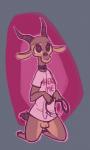 abstract_background anthro balls biped bottomless bulge clothed clothing collar facial_markings genitals grey_background head_markings heart_eyes heart_symbol horn kneeling leash male markings motion_lines outline pink_background pink_outline shirt simple_background solo t-shirt tail tail_motion tailwag text topwear fuel_(artist) chico_(fuel) antelope bovid gazelle mammal 2020 english_text hi_res