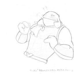 3_fingers ambiguous_gender antennae_(anatomy) back_markings blush bracelet clothed clothing duo fingers hug interrobang jewelry male markings muscular muscular_male simple_background size_difference small_tail tail text white_background kakudevi disney lilo_and_stitch gantu reuben_(lilo_and_stitch) alien experiment_(lilo_and_stitch) 2011 graphite_(artwork) japanese_text low_res monochrome sketch traditional_media_(artwork) translation_request