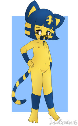 aged_down anthro blue_hair brown_eyes female flat_chested fur genitals hair hand_on_hip loli looking_at_viewer navel nipples nude pacifier solo standing toddler vulva yellow_body yellow_fur young young_anthro itwasscatters animal_crossing nintendo ankha_(animal_crossing) domestic_cat felid feline felis mammal absurd_res hi_res