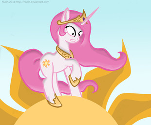 aged_down crown cutie_mark female feral hair headgear horn pink_hair princess quadruped royalty simple_background solo sun tail toony young young_female young_feral nullh friendship_is_magic hasbro my_little_pony mythology princess_celestia_(mlp) equid equine mammal mythological_creature mythological_equine unicorn