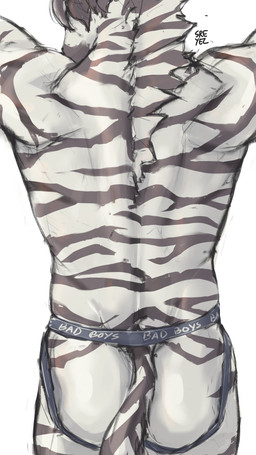 anthro black_body black_fur clothed clothing fur jockstrap jockstrap_only male markings multicolored_body multicolored_fur muscular neck_tuft simple_background solo striped_body striped_fur striped_markings stripes tail text text_on_clothing text_on_underwear topless tuft two_tone_body two_tone_fur underwear underwear_only white_background white_body white_fur sreyel equid equine mammal zebra 2025 9:16 absurd_res digital_media_(artwork) hi_res