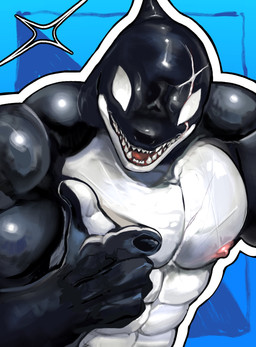 abs black_body eeeeeetrt male multicolored_body nipples pecs scar solo teeth two_tone_body white_body aquatic cetacean dolphin mammal oceanic_dolphin orca toothed_whale absurd_res digital_drawing_(artwork) digital_media_(artwork) half-length_portrait hi_res portrait