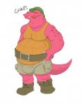 anthro belly belt big_belly boots bulge clothing footwear hat headgear headwear licking licking_lips licking_own_lips male muscular muscular_anthro muscular_male navel overweight overweight_anthro overweight_male self_lick shirt shoes solo swallowing tank_top tongue tongue_out topwear vore canson donkey_kong_(series) nintendo klump crocodilian kremling reptile scalie hi_res