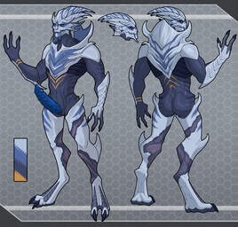 animal_genitalia claws digitigrade erection genital_slit genitals male nude penis scar solo standing neverneverland bioware electronic_arts mass_effect alien turian hi_res model_sheet