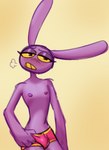 anthro blush briefs bulge clothing clothing_pull eyelashes glaring lidded_eyes male nipples shirtless_male solo underwear tw1nkd3m0n glitch_productions the_amazing_digital_circus jax_(tadc) hare lagomorph leporid mammal rabbit