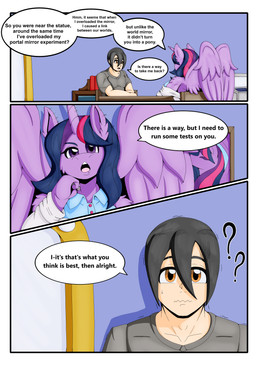 anthro anthrofied clothed clothing dialogue duo female fur hair horn male male/female purple_body purple_fur purple_hair question_mark tail text wings zeroviks friendship_is_magic hasbro my_little_pony mythology twilight_sparkle_(mlp) equid equine human mammal mythological_creature mythological_equine winged_unicorn absurd_res comic digital_media_(artwork) english_text hi_res