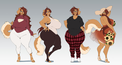 anthro big_breasts big_butt biped bottomwear breasts brown_body brown_fur brown_hair butt clothed clothed_anthro clothed_female clothing curvy_figure dress eyewear female female_anthro fingers flannel_pants floral_print front_view fur glasses hair hand_on_hip huge_breasts huge_butt huge_thighs long_hair mature_anthro mature_female natural_breasts no_underwear pajama_bottoms pajama_pants pajamas pants pupils side_view simple_background slightly_chubby slightly_chubby_anthro slightly_chubby_female smile solo tail tan_body tan_fur thick_thighs three-quarter_view topwear translucent translucent_clothing voluptuous voluptuous_anthro voluptuous_female wearing_glasses wide_hipped_anthro wide_hipped_female wide_hips yoga_pants inu-sama rhoda_(the_dogsmith) bird_dog canid canine canis domestic_dog golden_retriever hunting_dog mammal retriever 2025 absurd_res digital_media_(artwork) english_description full-length_portrait hi_res portrait