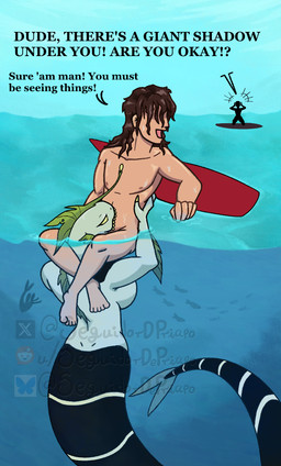 5_fingers 5_toes anthro bent_arm bent_legs big_breasts black_text blue_sky breasts brown_hair claws cock_and_balls_blowjob day dialogue duo_focus empty_eyes feet fellatio female female_anthro female_on_human feral fin fin_hair finger_claws fingers glistening glistening_hair green_body group hair hair_over_eyes half-closed_eyes hand_on_another's_hip hand_on_hip head_turned headscissor human_on_anthro interrobang interspecies legless legs_around_head light_body light_skin long_hair looking_at_another looking_back looking_back_at_another lure_(anatomy) male male/female male_human male_on_anthro narrowed_eyes nipples non-mammal_breasts nude nude_anthro nude_female nude_human nude_male open_mouth oral outside outside_sex partially_submerged penile pseudo_hair sea sex sharp_teeth side_boob sky split_form stealth_sex surfboard talking_to_another teeth text three-quarter_view toes water wet wet_body wet_hair wet_skin yelling yellow_claws yellow_eyes yellow_teeth seguidordpriapo ben_10 cartoon_network ripjaws alien aquatic fish human mammal merfolk piscciss_volann shark 2026 alternate_version_at_source digital_drawing_(artwork) digital_media_(artwork) english_text hi_res