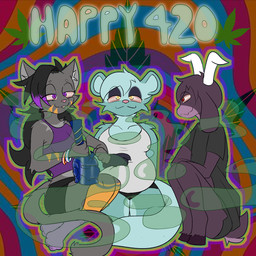 anthro blue_body blue_fur bong bracelet clothing drugs female footwear fur grey_body grey_fur group horn jewelry lesbian_pride_colors lgbt_pride male marijuana marijuana_leaf orange_body orange_fur pride_colors purple_body purple_clothing purple_eyes purple_footwear purple_fur purple_socks red_eyes sitting smoking smoking_marijuana socks substance_intoxication tail transgender_pride_colors trio yellow_eyes cybeeyoru marvel iron_man lucky_(cybeeyoru) bovid caprine domestic_cat felid feline felis goat mammal mustelid otter 1:1 hi_res trans_(lore) trans_woman_(lore)