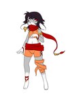 anthro arabian_clothing barefoot black_hair feet femboy floating hair jewelry male midriff red_eyes scarf solo shinlalala lagomorph leporid mammal rabbit absurd_res hi_res