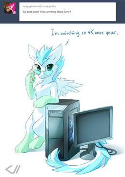 2015 ambiguous_gender ask_blog asphagnum blue_hair claws dragon english_text feathers feral fur furred_dragon green_eyes hair magic3w_logo mammal official_art patch_(character) paws text tumblr white_fur wings
Rating: Safe
Score: 8
User: M3W
Date: March 06, 2015 2015 ambiguous_gender ask_blog asphagnum blue_hair claws dragon english_text feathers feral fur furred_dragon green_eyes hair magic3w_logo mammal official_art patch_(character) paws text tumblr white_fur wings
Rating: Safe
Score: 8
User: M3W
Date: March 06, 2015
