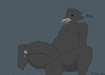 anthro balls big_balls big_penis black_body black_feathers bodily_fluids cum cum_drip dripping feathers foreskin genital_fluids genitals male penis precum shy simple_background slightly_chubby solo spread_legs spreading sweat thick_thighs sasdro sasdro_(sasdro) avian bird corvid oscine passerine absurd_res hi_res