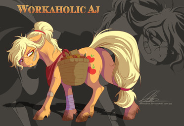 2014 applejack_(mlp) band-aid bandage basket blonde_hair cutie_mark dennybutt english_text equine female freckles friendship_is_magic green_eyes hair horse mammal messy_hair mud my_little_pony pony scarf solo standing sweat text
Rating: Safe
Score: 17
User: 2DUK
Date: April 13, 2014