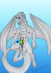 anthro crotch_tentacles erection feral genitals intersex maleherm membrane_(anatomy) membranous_wings multicolored_penis nude penis pussy rainbow_penis rainbow_pussy solo tail tentacles wings lesquish mythology teraunce dragon mythological_creature mythological_scalie scalie hi_res