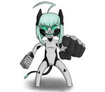 android anthro cheese_grater creepy_smile female fiftyfifthfleet gesture hand_gesture hi_res looking_at_viewer machine meme pointing pointing_at_viewer robot smile solo virena_vaie