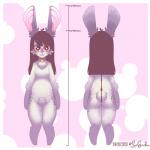 anthro black_hair collar female hair nude pubes red_eyes solo srgriko lagomorph leporid mammal rabbit 1:1 2020 absurd_res hi_res