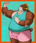 anthro belly clothing exhibitionism horn male manly muscle_tone muscular muscular_male overweight overweight_male solo nanuk_(artist) bovid caprine goat mammal absurd_res hi_res