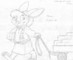 anthro buckteeth female girl_scout_cookies looking_back scout_uniform side_view simple_background solo teeth text walking white_background young young_anthro mizzyam girl_scout janus_(mystbunny) lagomorph leporid mammal rabbit absurd_res english_text graphite_(artwork) greyscale hi_res monochrome traditional_media_(artwork)