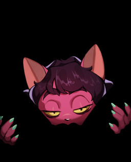 anthro bedroom_eyes biped black_background black_hair claws duo female female/female finger_claws fur genitals hair half-closed_eyes looking_at_viewer narrowed_eyes negative_space pink_body pink_fur seductive simple_background vulva yellow_eyes feliscede negative_space_oral_(meme) felix_(feliscede) domestic_cat felid feline felis mammal 2026 digital_media_(artwork) hi_res meme