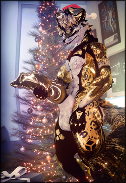 animal_genitalia animal_penis anthro balls big_balls big_penis black_body black_border black_fur bodily_fluids border canine_genitalia canine_penis christmas_clothing christmas_decorations christmas_headwear christmas_lights christmas_tree clothing embarrassed erection fur genital_fluids genitals gold_penis hair hat headgear headwear holidays huge_penis knot knotted_penis male multicolored_body multicolored_fur muscular muscular_anthro muscular_arms muscular_male nude paws penile penis plant presenting santa_hat simple_background solo tail text tree white_body white_fur worried worried_look yellow_body yellow_fur lill_esp christmas ddtghost canid canine fox mammal rexouium 3d_(artwork) absurd_res blender_(artwork) digital_media_(artwork) english_text hi_res