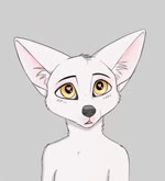 anthro cheek_tuft facial_tuft fur grey_background head_tuft heart_eyes heart_symbol inner_ear_fluff looking_at_viewer male neck_tuft simple_background solo swallowing tuft white_body white_fur yellow_eyes yshanii satin_(yshanii) canid canine fox mammal 2022 animated digital_media_(artwork) no_sound short_playtime webm