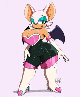 anthro armwear big_breasts bodysuit boots breasts cleavage clothed clothing elbow_gloves eyeshadow female footwear gloves green_eyes handwear high_heeled_boots high_heels legwear makeup membrane_(anatomy) membranous_wings narrowed_eyes shoes skinsuit solo tan_body thigh_boots thigh_highs tight_clothing wings raul_arts sega sonic_the_hedgehog_(series) rouge_the_bat bat mammal hi_res