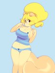 amber_eyes anthro big_breasts blonde_hair blue_camisole blue_clothing blue_panties blue_underwear bow_camisole bow_panties bow_underwear breasts camel_toe camisole cleavage clothed clothing female fluffy fluffy_tail frilly frilly_clothing frilly_panties frilly_underwear fur hair multicolored_body multicolored_fur navel nipple_outline panties smile solo spaghetti_strap tail tan_body tan_fur two_tone_body two_tone_fur underwear underwear_only wide_hips miu cream_(miu) mammal rodent sciurid tree_squirrel 3:4 digital_media_(artwork) shaded