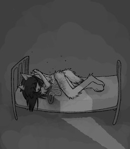 anthro bed corpse death female furniture gore guts hospital_bed intestines nude organs scar self-harm self-harm_scars simple_background solo wounded honeypaw05 ambiguous_species canid canine canis domestic_dog mammal full-length_portrait greyscale monochrome portrait