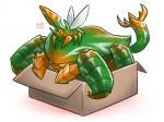 4:3 ambiguous_gender arthropod box canes-cm capcom container duo feral if_it_fits_i_sits_(meme) in_box in_container insect meme monster_hunter neopteron reptile scalie seltas seltas_queen simple_background white_background